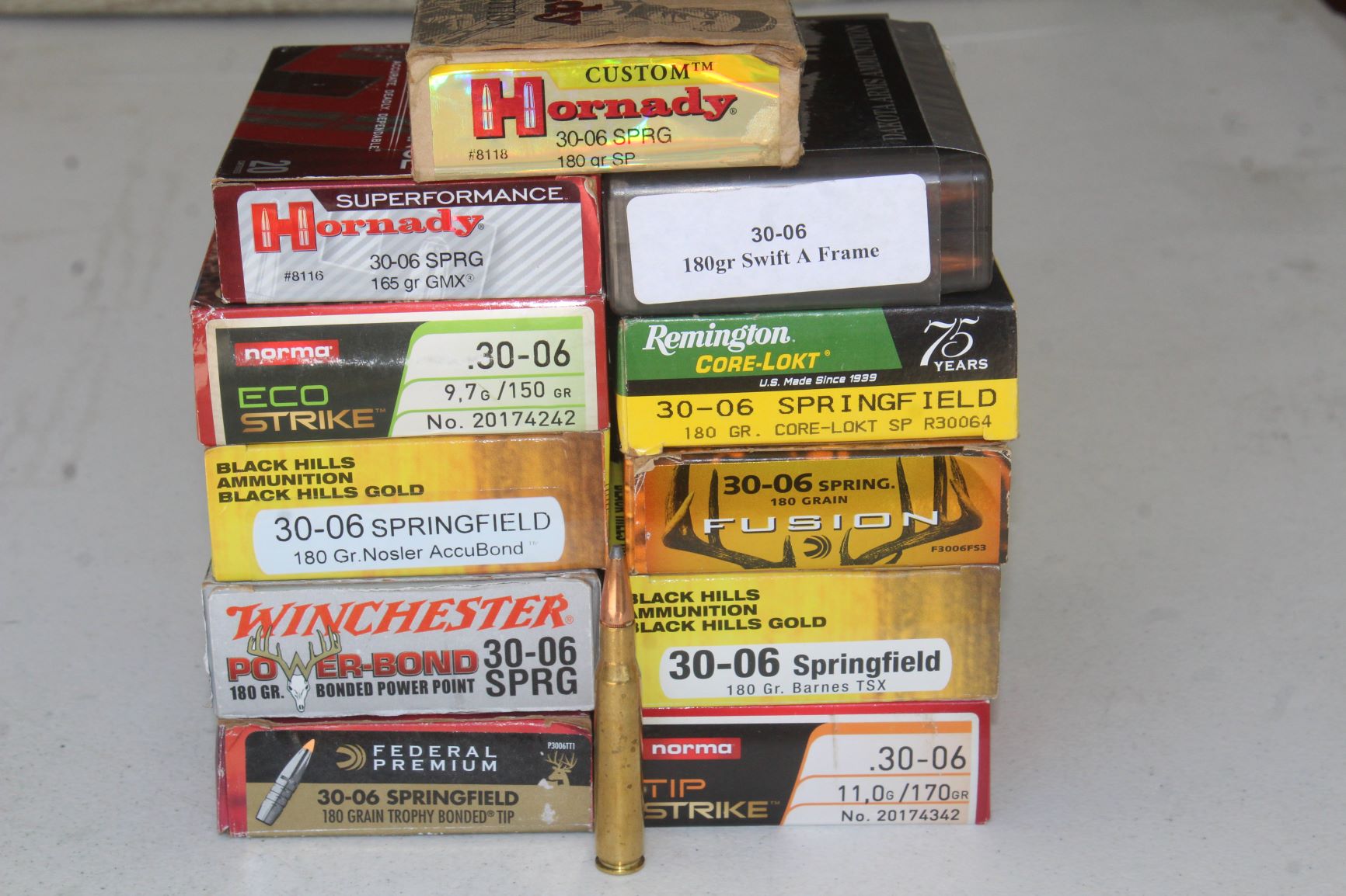  An advantage to “popular” cartridges is wider choice of loads. Both the .308 and .30-06 (shown) are loaded by everyone, literally hundreds of factory loads, with every imaginable type, style, and bullet weight.