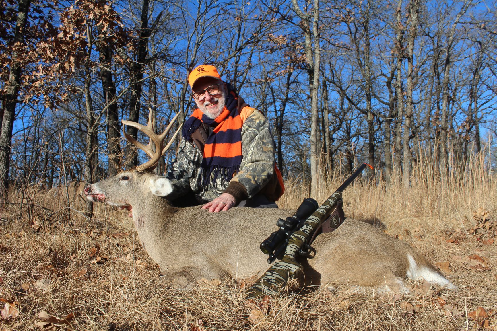 My friend Ron Silverman is a staunch .308 guy. A careful and picky shooter, Ron loves accuracy and chooses the .308. It is probably needlessly powerful for deer-sized game, but it performs with decisive results. This 2019 Kansas buck was downed in its tracks with a single Berger bullet