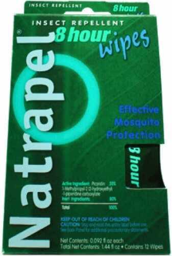 Natrapel 00066095 Repellent Wipes Repels Ticks & Biting Insects Effective Up To 12 Hrs 12 Per Box
