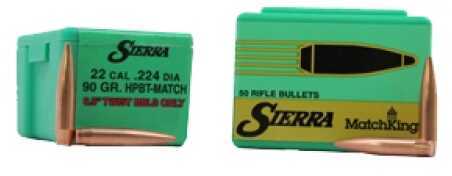 Sierra Gameking 22 Caliber 90 Grain Boat Tail Hollow Point Bullet 50/Box Md: 1490