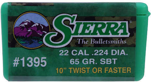 Sierra Gameking 22 Caliber 65 Grain Boat Tail Spitzer 100/Box Md: 1395 Bullets