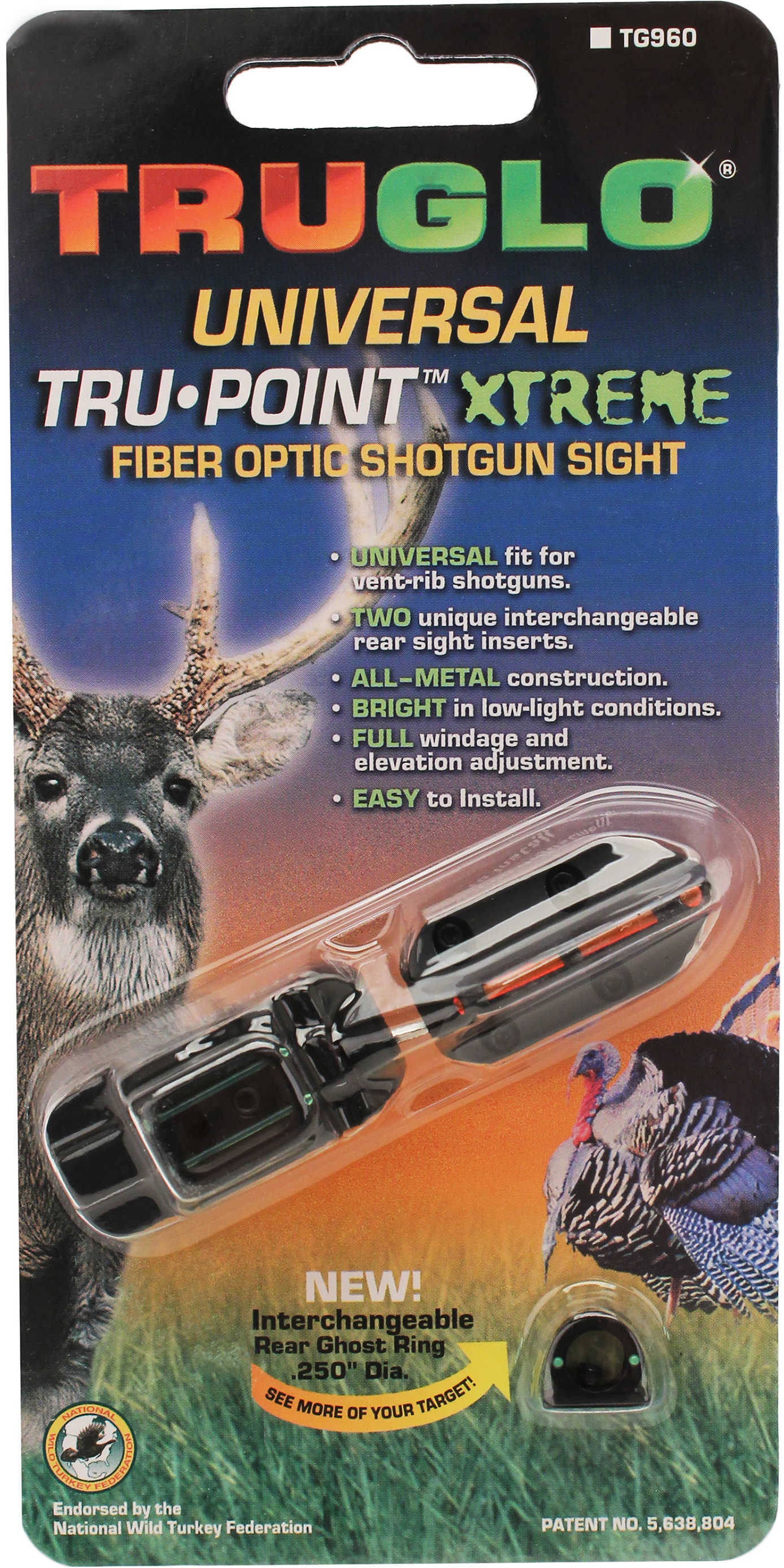 Truglo TG960 Tru-Point Xtreme Universal with Ghost Ring Shotgun Fiber Optic Red Front/Green Rear Black