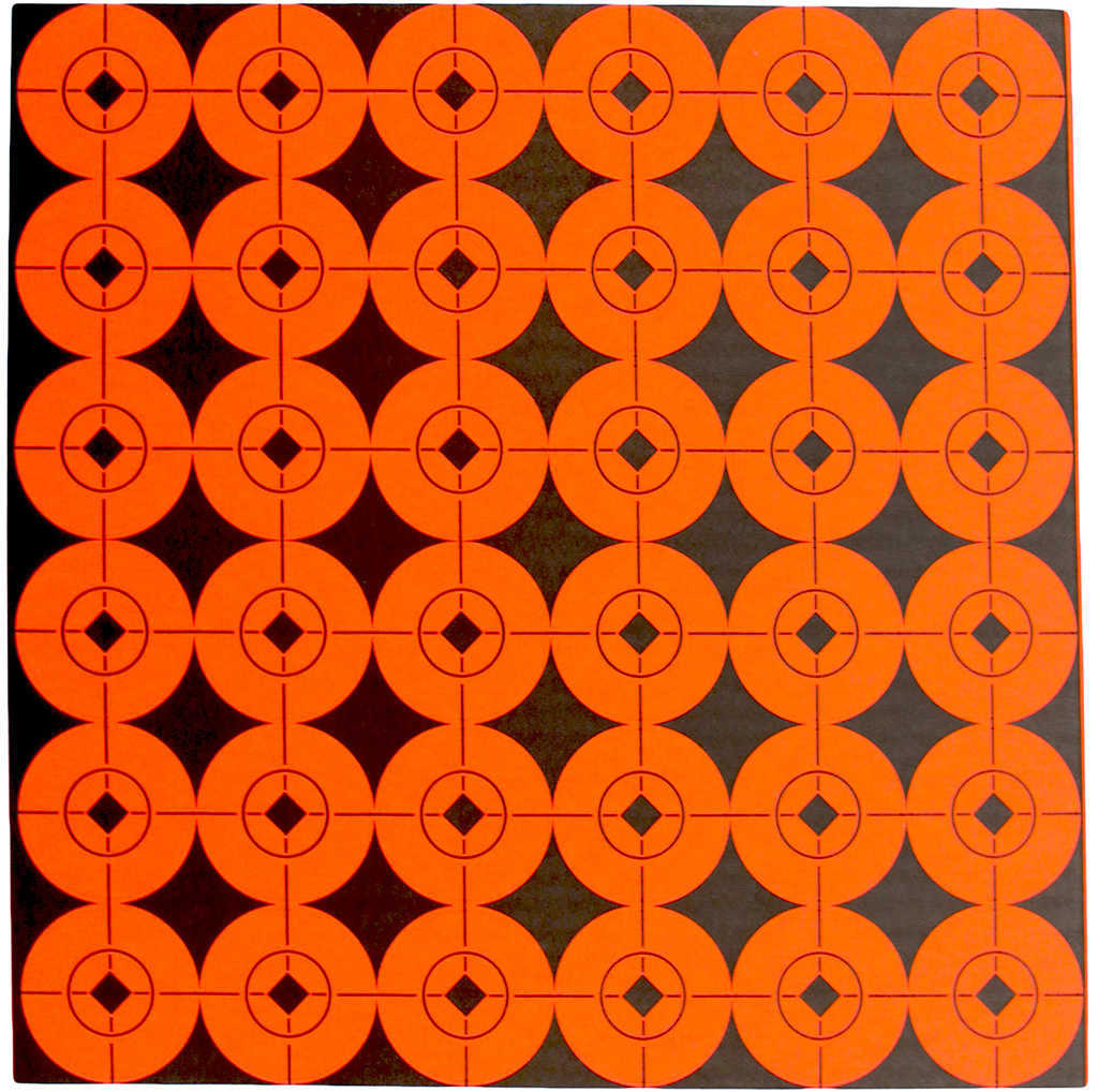 Birchwood Casey 33901 Target Spots Self-Adhesive Paper 1" Bullseye Orange 36 Per Page, 10 Pages Per Pack