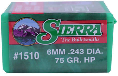 Sierra Varminter 22 Caliber 75 Grain Hollow Point 100/Box Md: 1510 Bullets