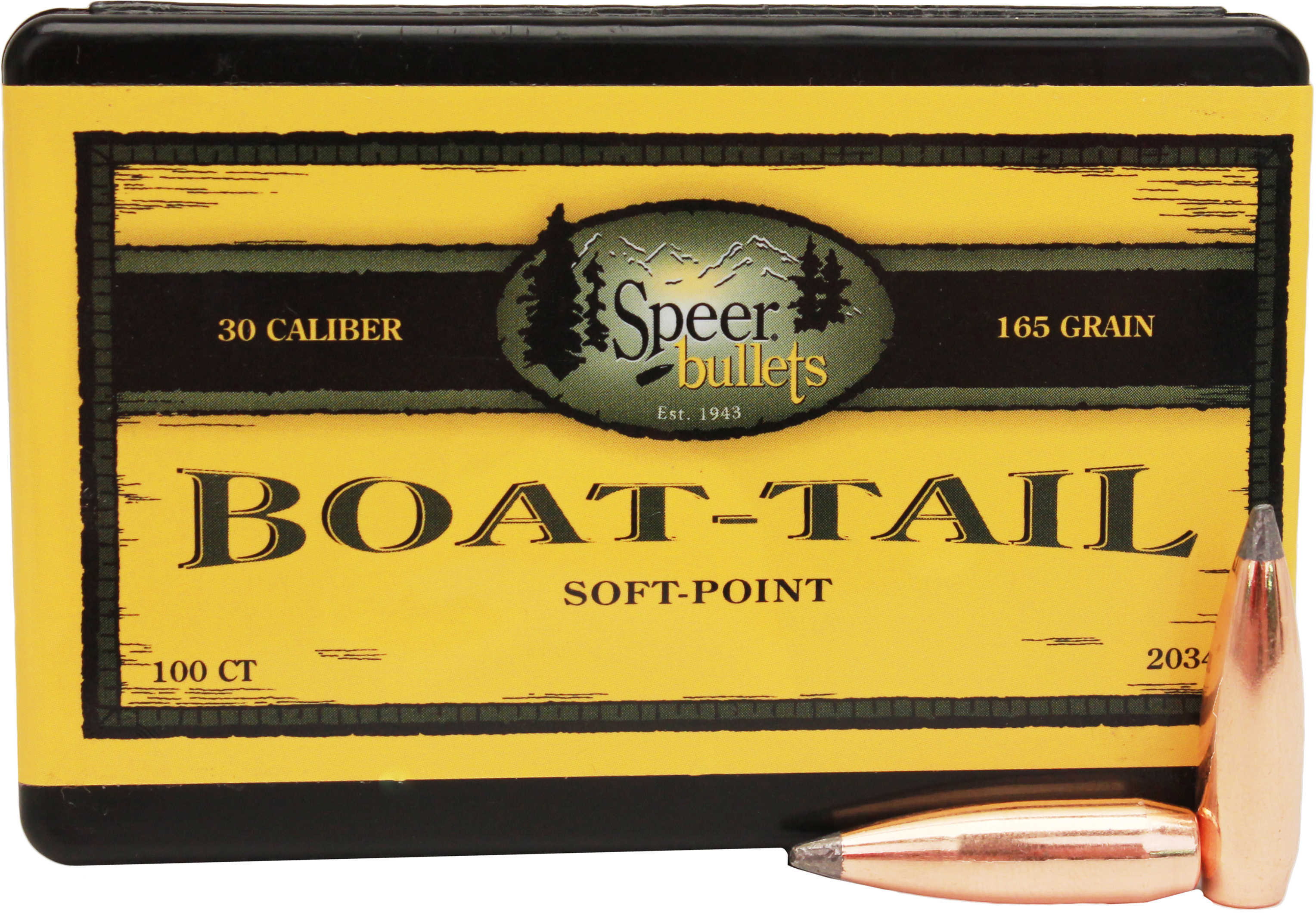 Speer 30 Caliber 165 Grain Spitzer/Boat Tail 100/Box Md: 2034 Bullets