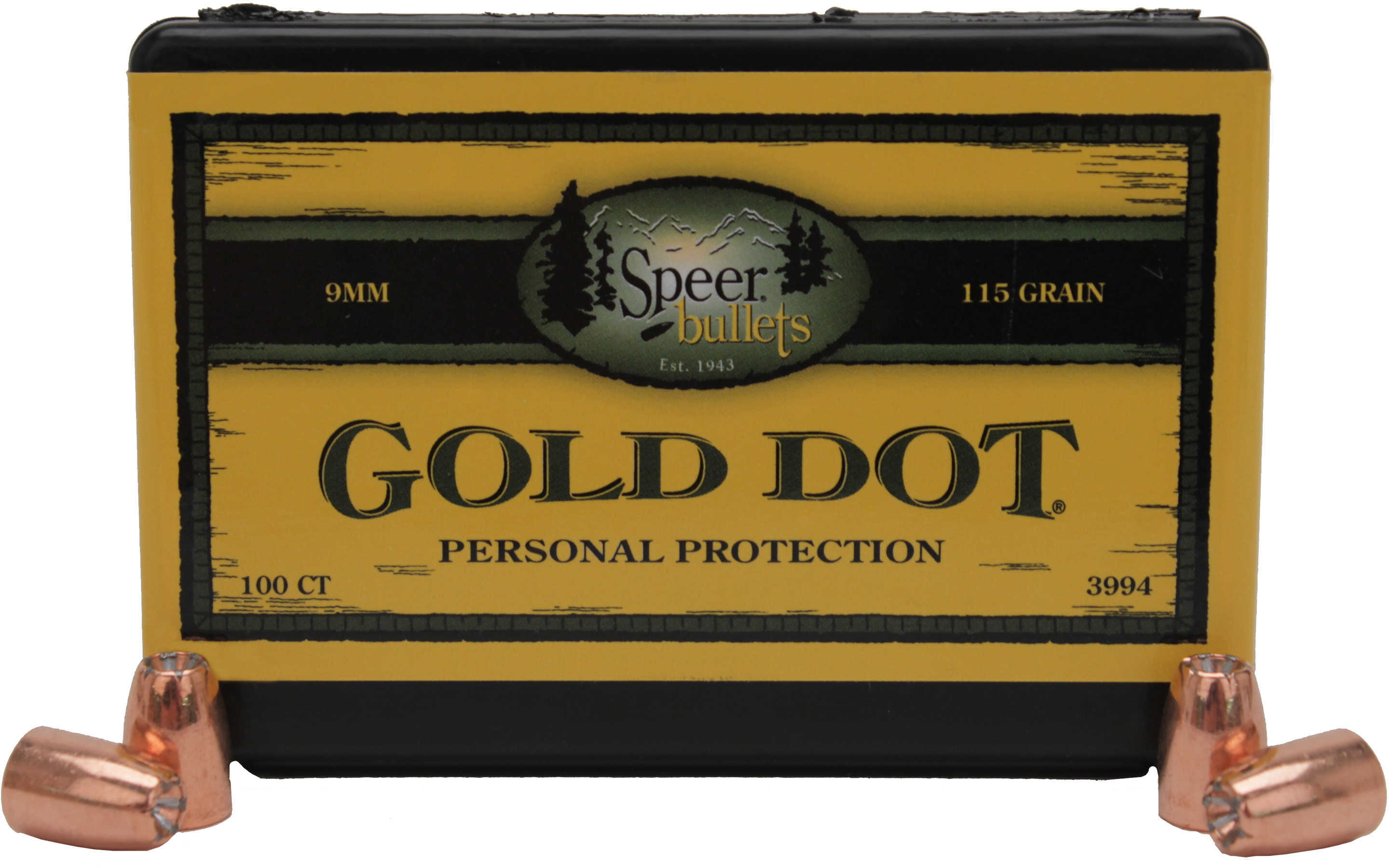 Speer Bullets 3994 Gold Dot Personal Protection 9mm .355 115 GR Hollow Point (HP) 100 Box