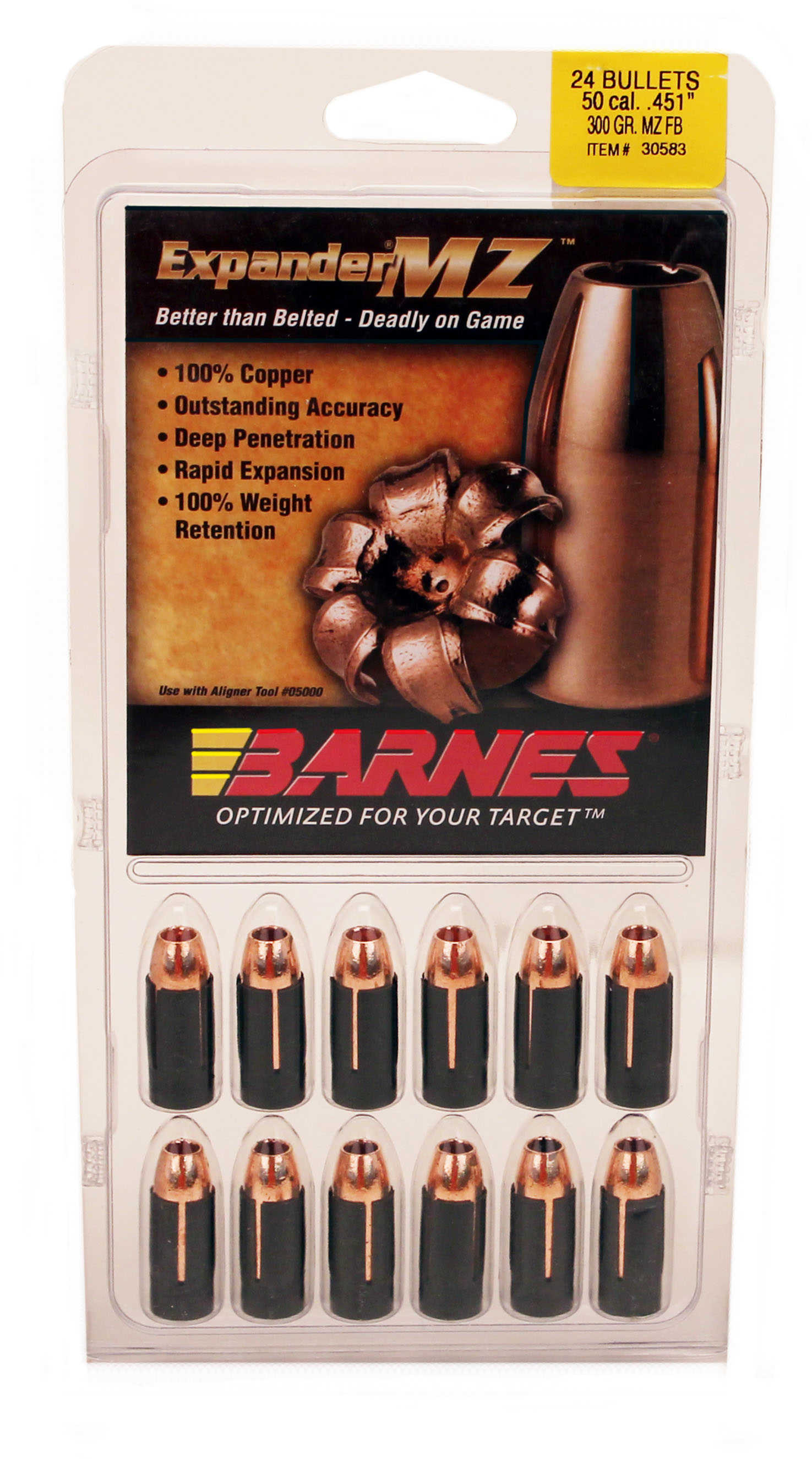 Barnes 50 Caliber Black Powder Expanding Muzzleloading Sabot 300 Grain 24/Pack Md: 45162