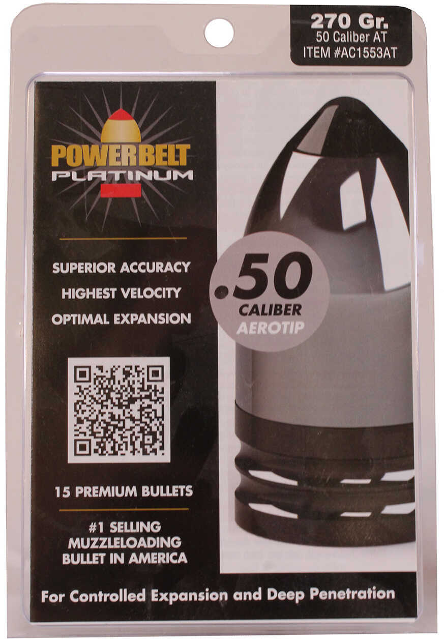 CVA 50 Caliber Platinum Powerbelt Bullets 270 Grain 15/Pack Md: AC1553AT