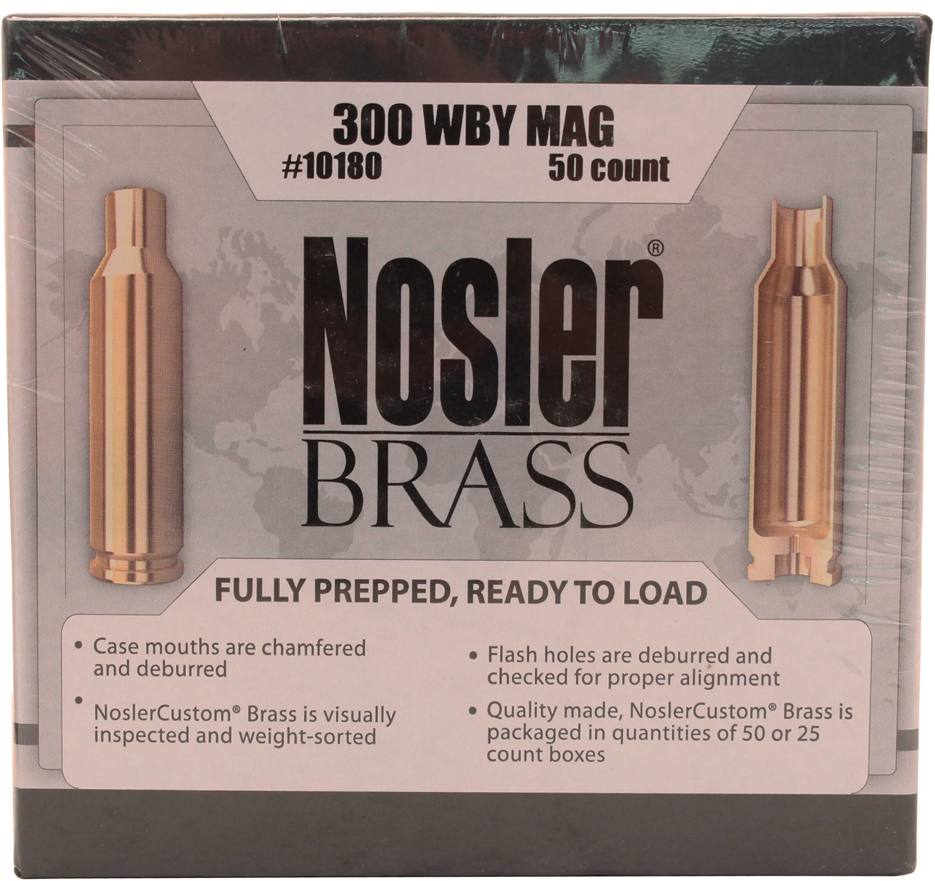 Nosler Unprimed Brass Cases For 300 Weatherby/50 Pack Md: 10180