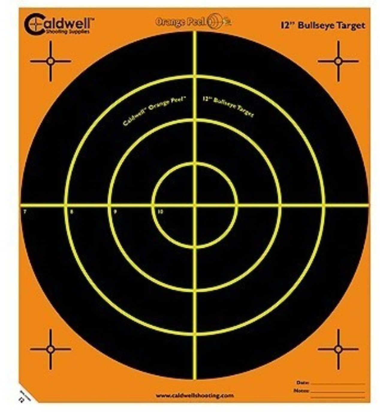 Caldwell 120556 Orange Peel Self-Adhesive Paper 12" Bullseye Orange/Black 5 Pack