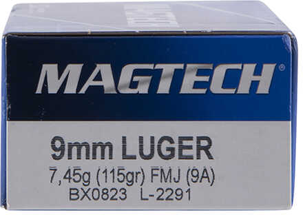 9mm Luger 115 Grain Full Metal Jacket 50 Rounds MAGTECH Ammunition