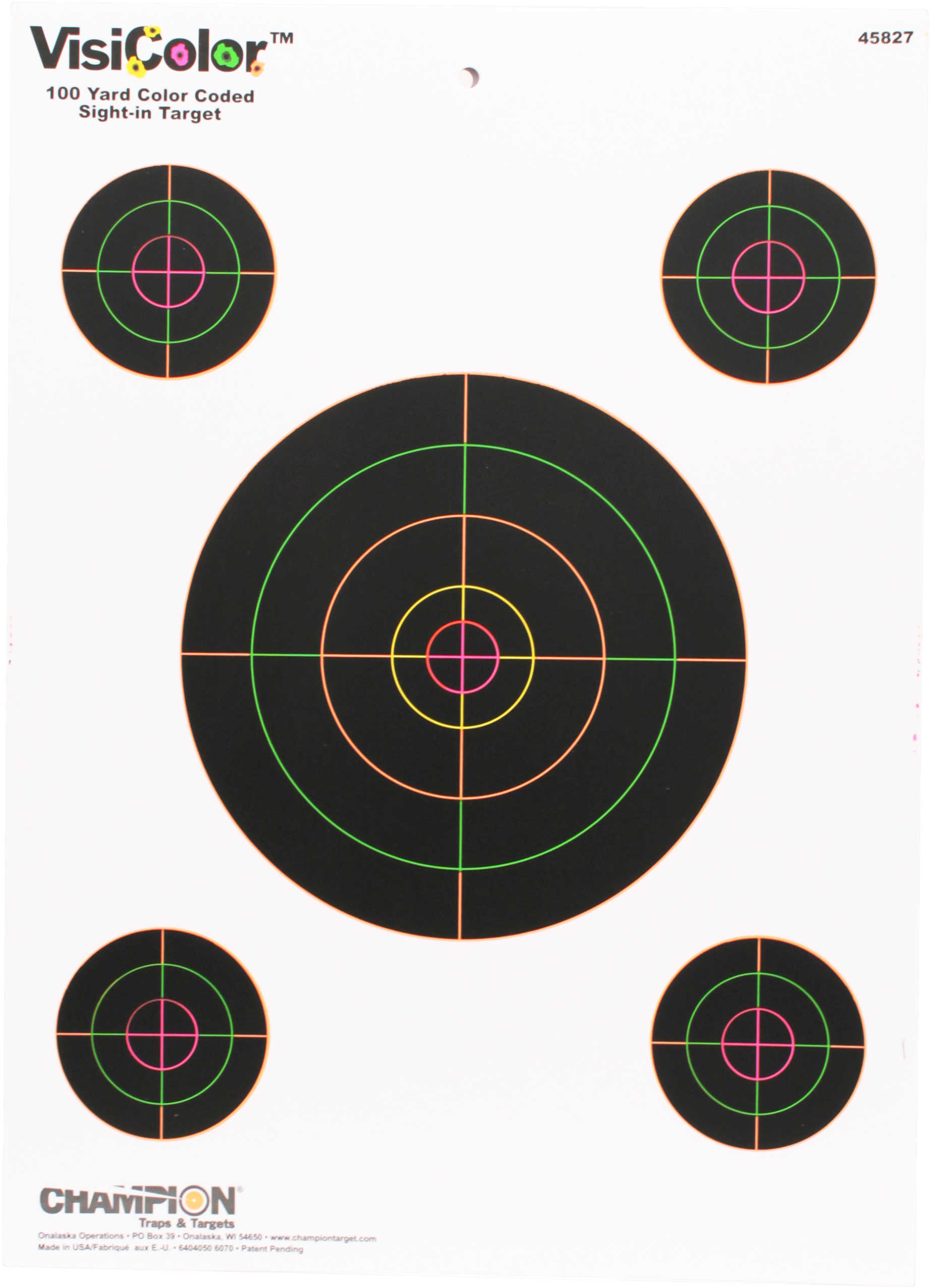 Champion Targets 45827 VisiColor Hanging Paper 13" x 18" 5-Bullseye Black 10 Pack