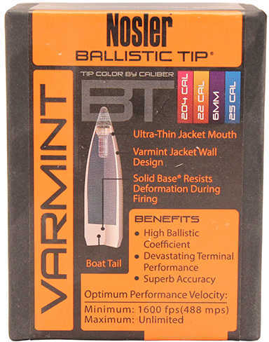 Nosler Varmint Ballistic Tip 6MM Caliber 70 Grain Spitzer 100/Box Md: 39532 Bullets