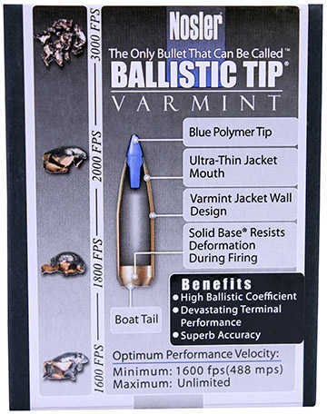 Nosler Varmint Ballistic Tip 25 Caliber 85 Grain Spitzer 100/Box Md: 43004 Bullets