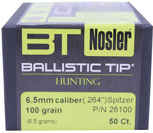 Nosler Spitzer Hunting Ballistic Tip 6.5MM Caliber 100 Grain 50/Box Md: 26100 Bullets