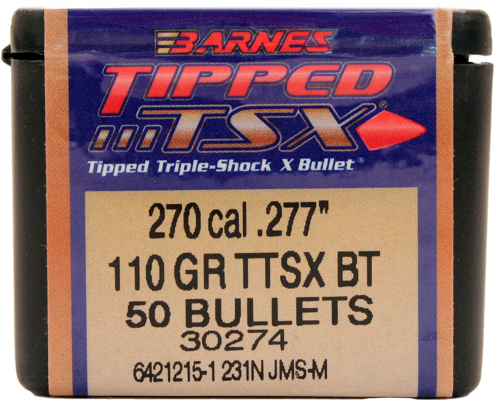 Barnes .277 Caliber 110 Grain Tipped Triple Shock Boattail Md: 27772 Bullets
