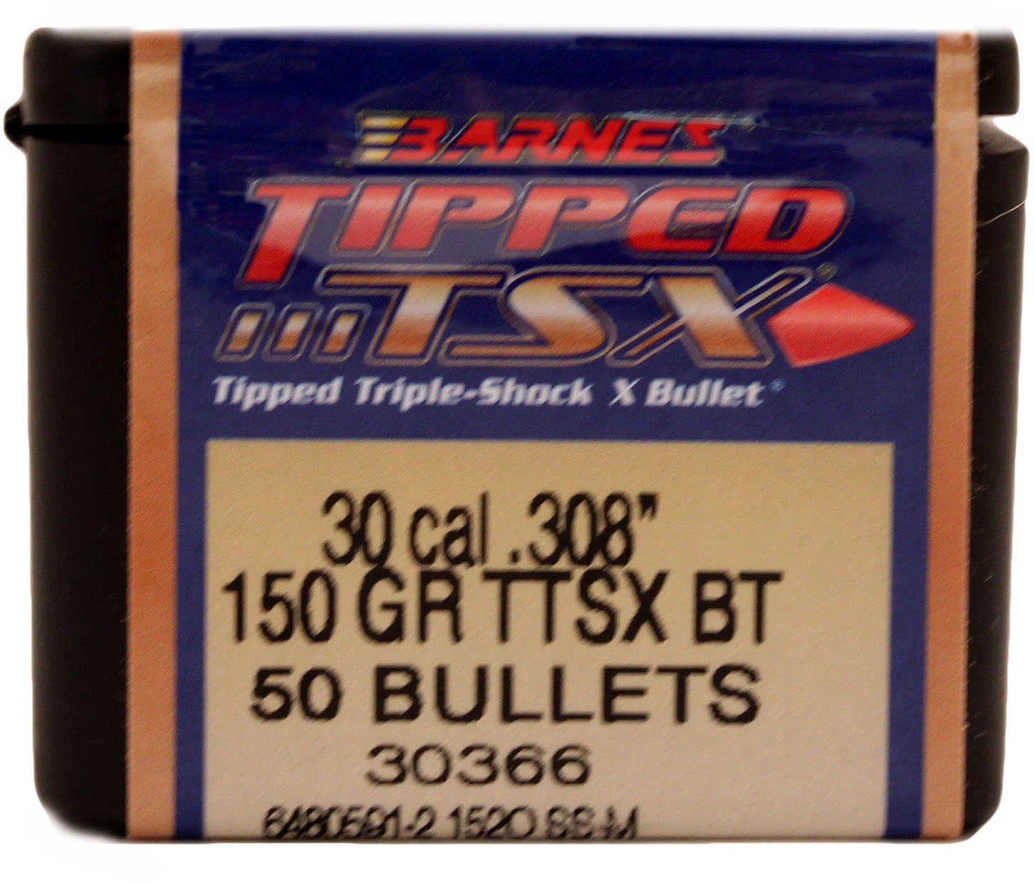 Barnes .308 Caliber 150 Grain Tipped Triple Shock Boattail Md: 30875 Bullets