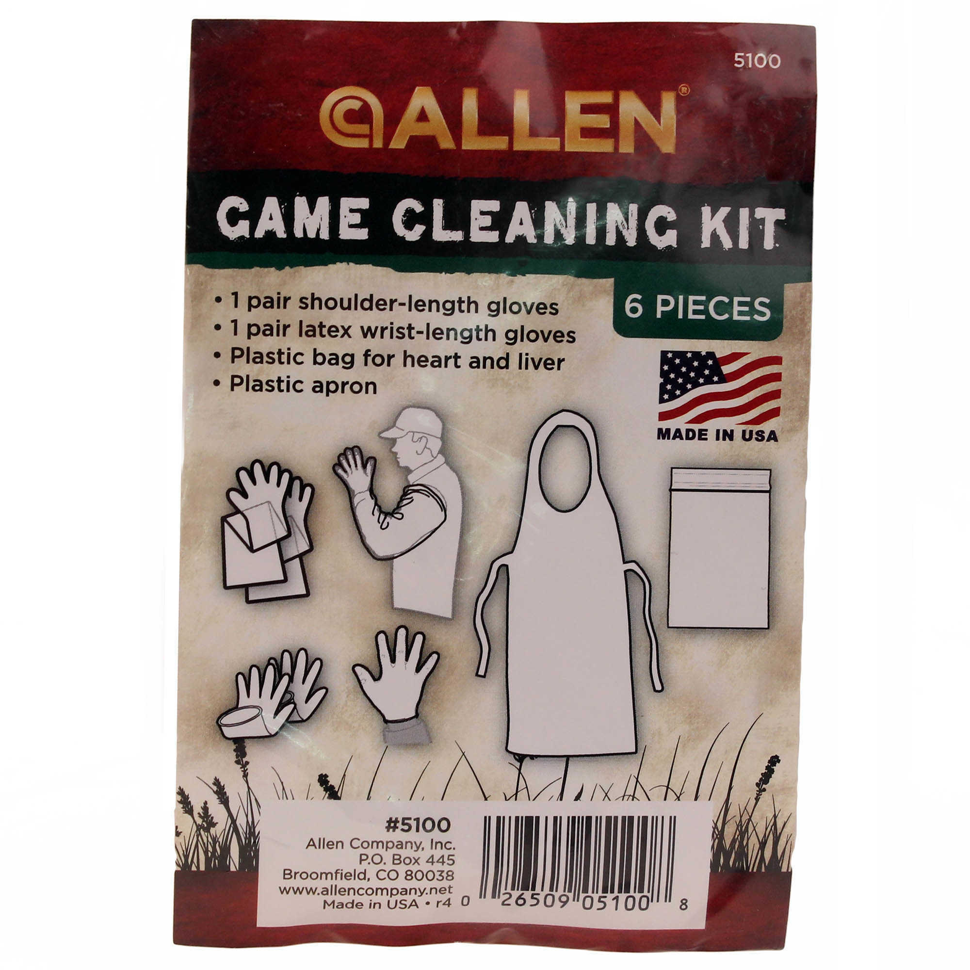Allen Game Cleaning Kit With Shoulder Length Gloves/Apron & Wrist Md: 5100