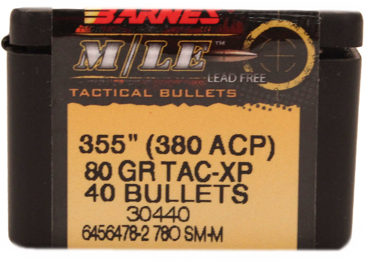 Barnes 380 ACP .355 Diameter 80 Grain Tactical Pistol X Bullet 40 Per Box Md: 35500