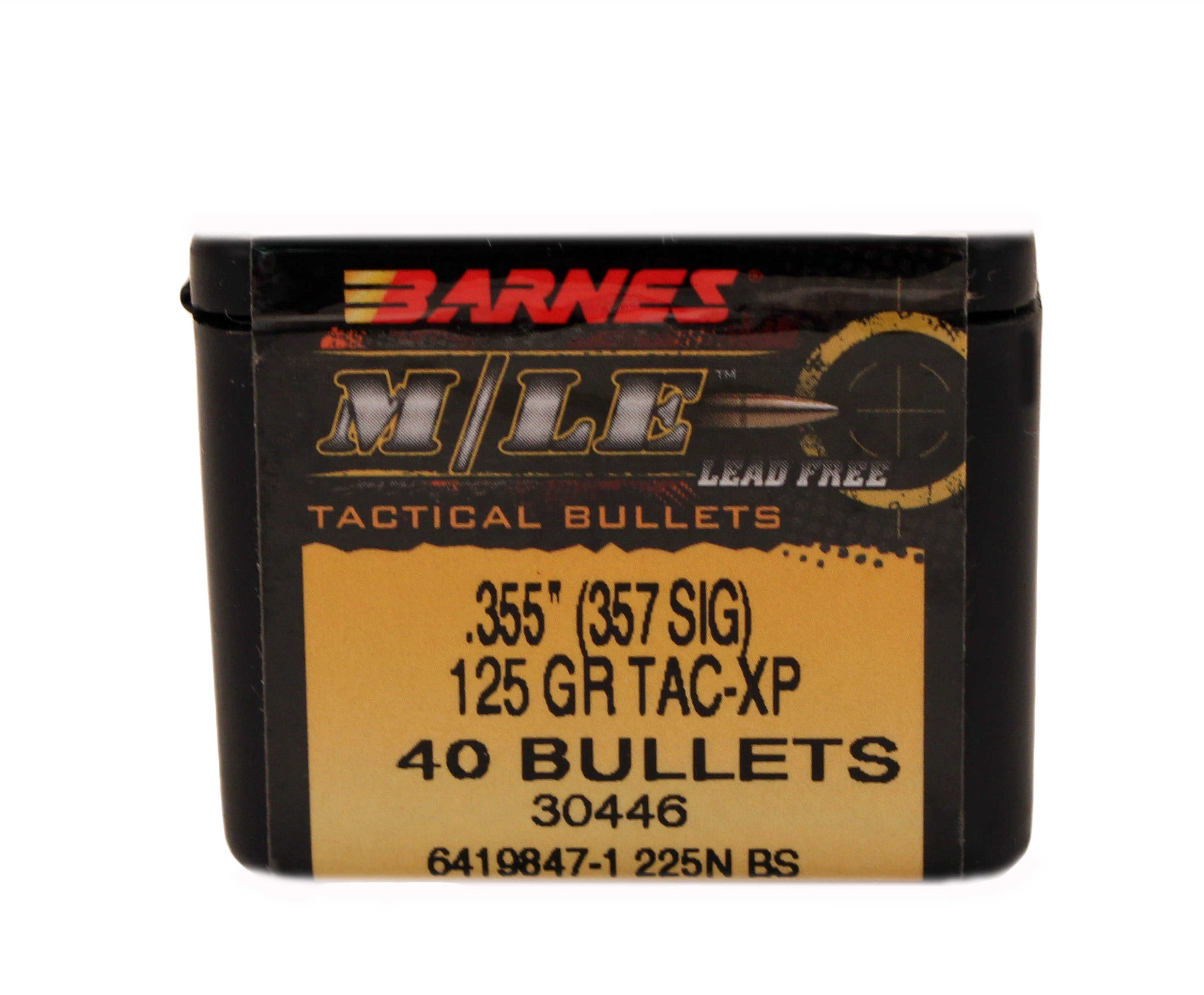 Barnes 357 Sig .355 Diameter 125 Grain Tactical Pistol X Bullet 40 Per Box Md: 35503