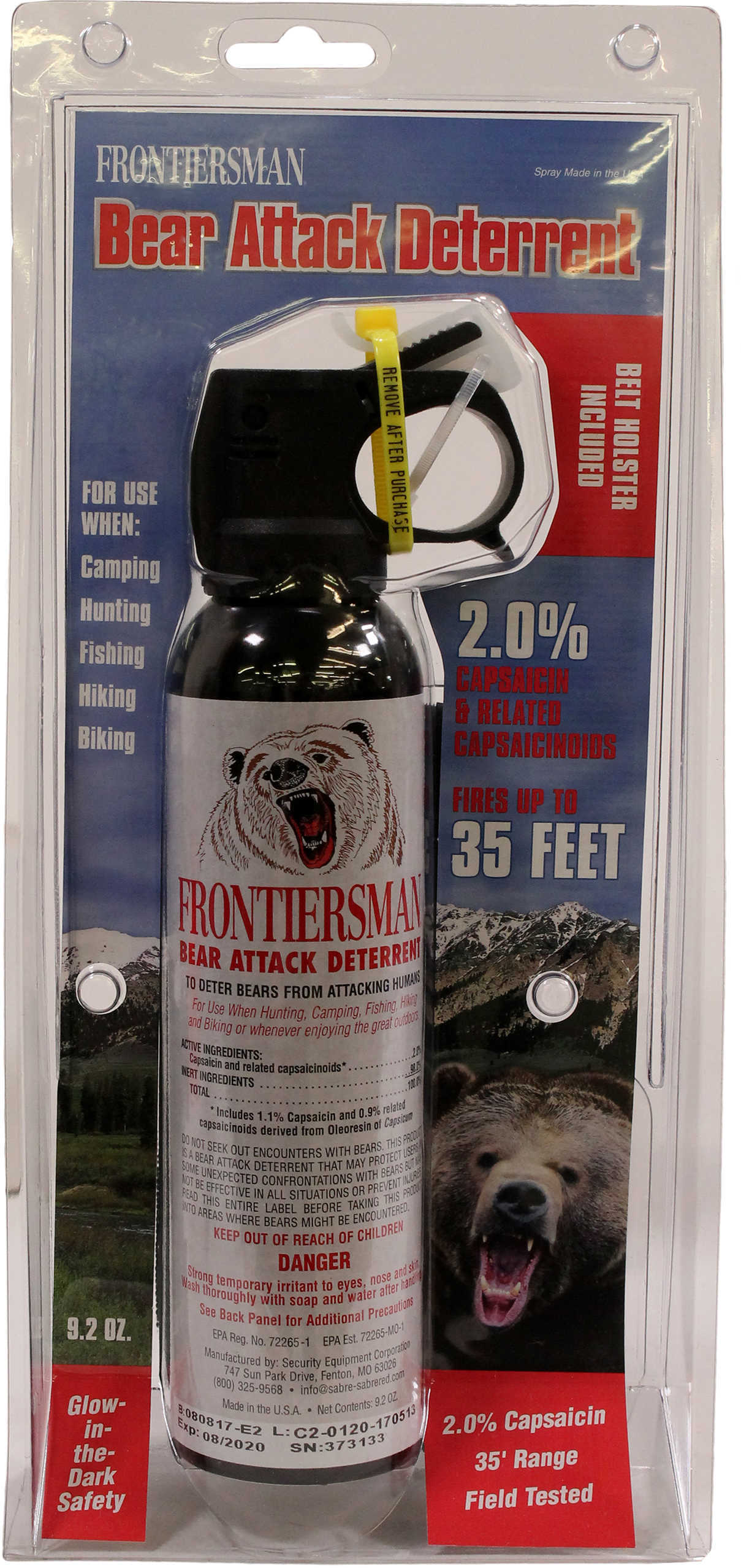 Sabre Frontiersman Bear Attack Deterrant 9.2 Ounce With Holster Md: FBAD07