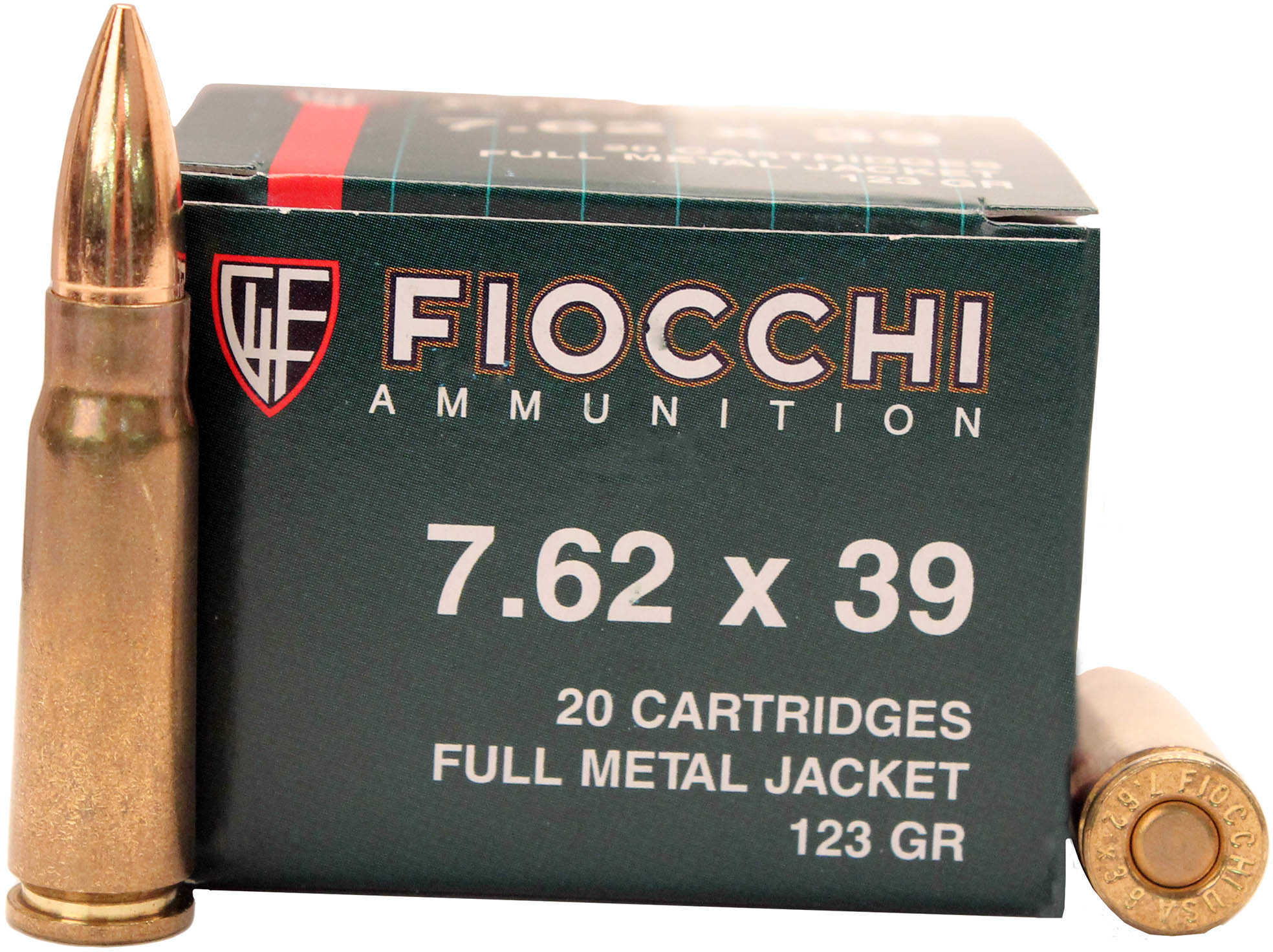 7.62X39mm 123 Grain Full Metal Jacket 20 Rounds Fiocchi Ammunition
