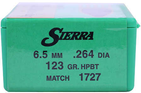 Sierra 264 Caliber 123 Grain Matchking Boat Tail Hollow Point 100/Box Md: 1727 Bullets