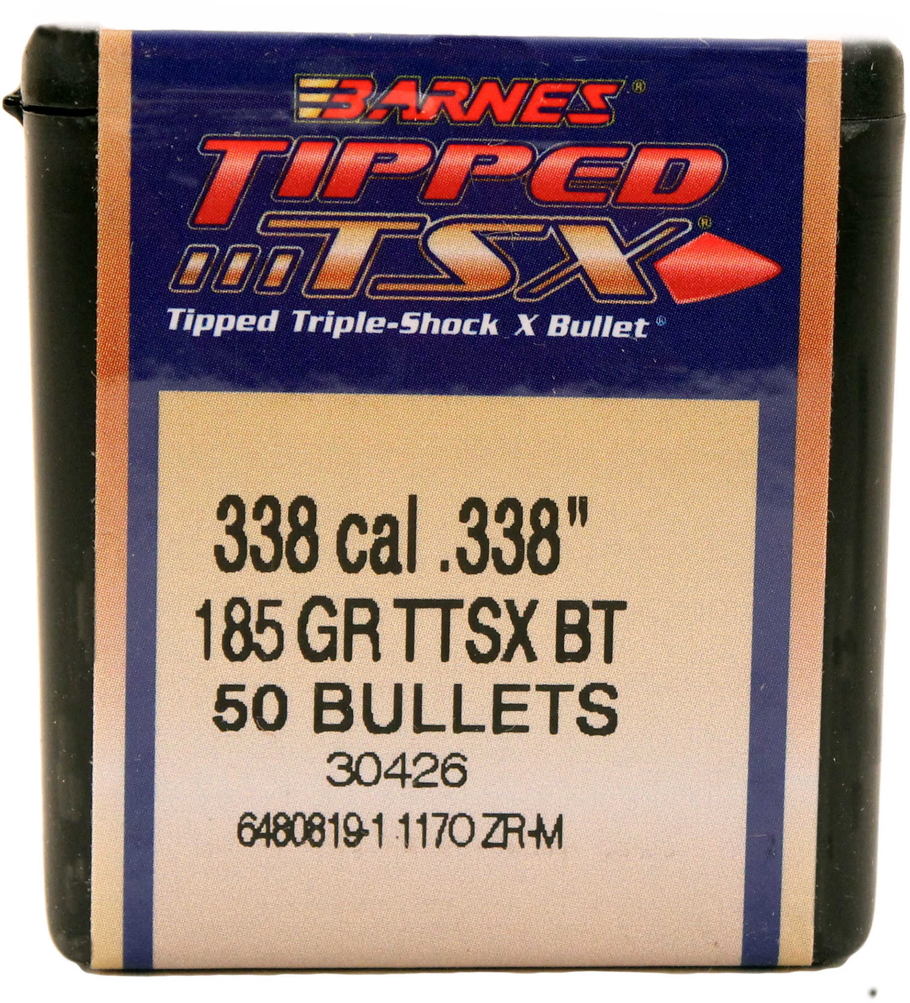 Barnes 338 Tipped Triple Shock X Bullets 185 Gr. Per 50 Md: 33874