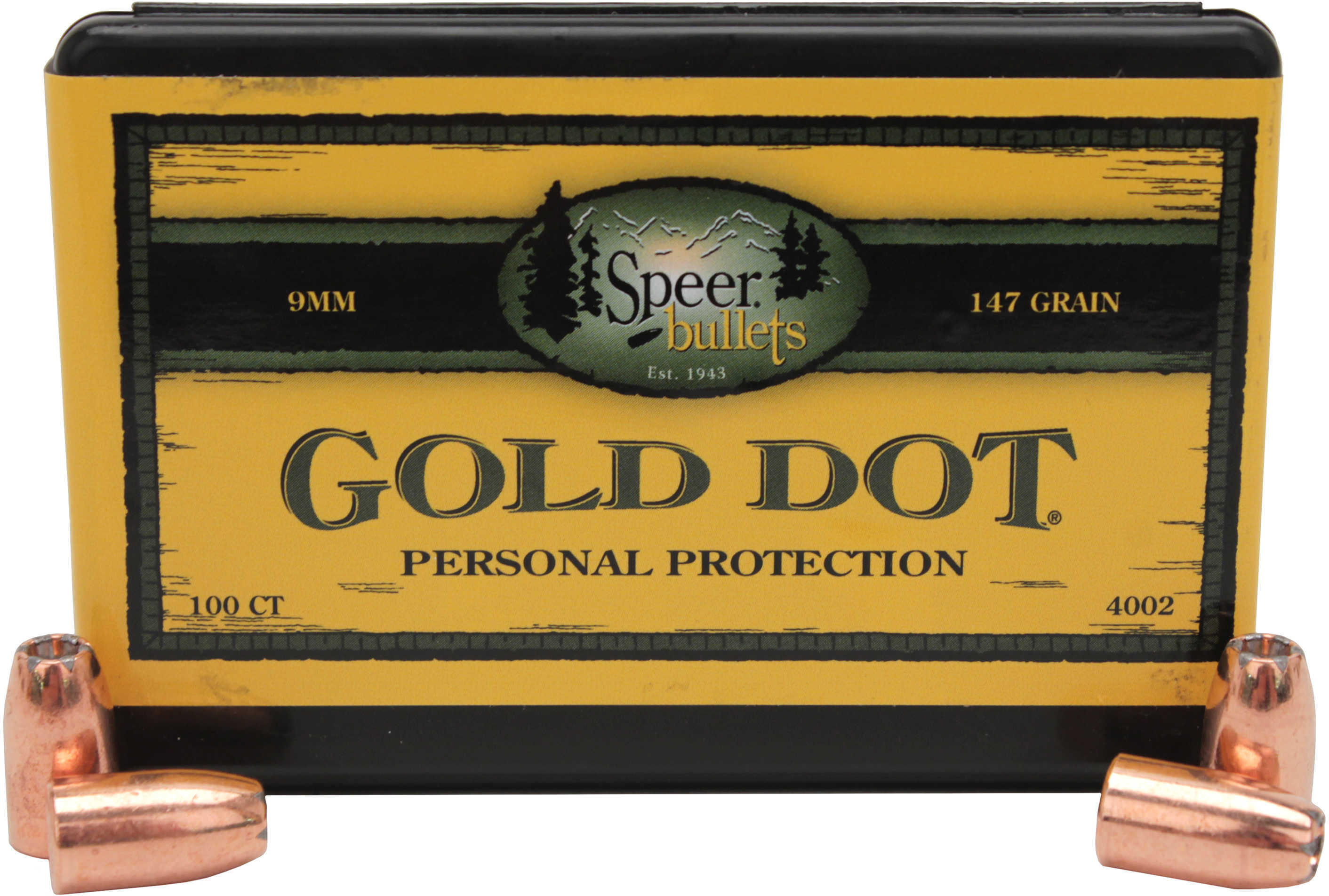 Speer Bullets 4002 Gold Dot Personal Protection 9mm .355 147 GR Hollow Point (HP) 100 Box