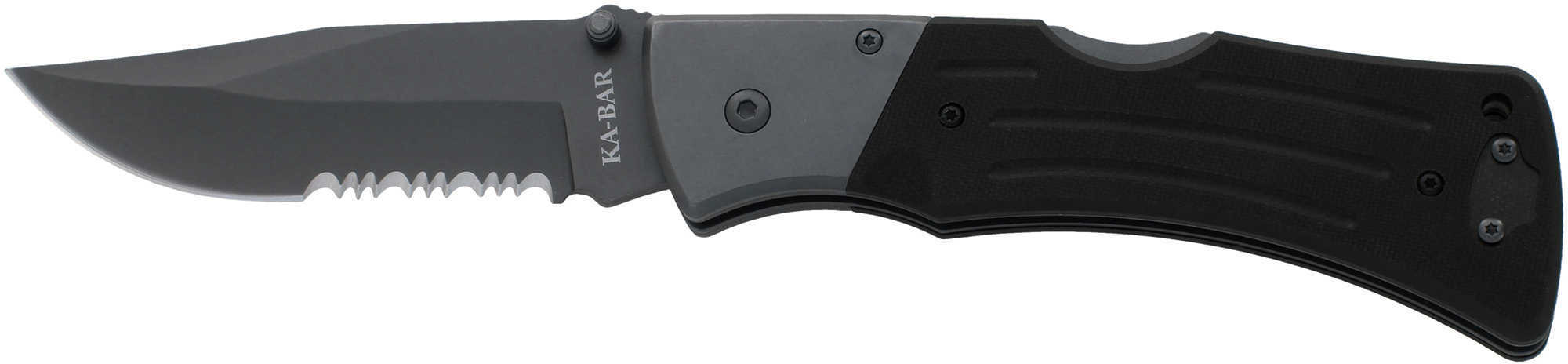 Ka-Bar 3063 Mule Folder Serrated 3.94" 5Cr15 Stainless Steel Clip Point G10 Black