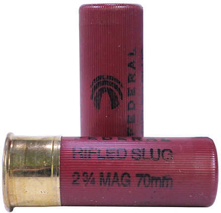 12 Gauge 2-3/4" Lead Slug  1-1/4 oz 5 Rounds Federal Shotgun Ammunition