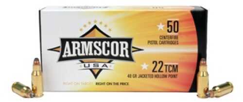22 TCM 40 Grain Jacketed Hollow Point 50 Rounds Armscor Ammunition