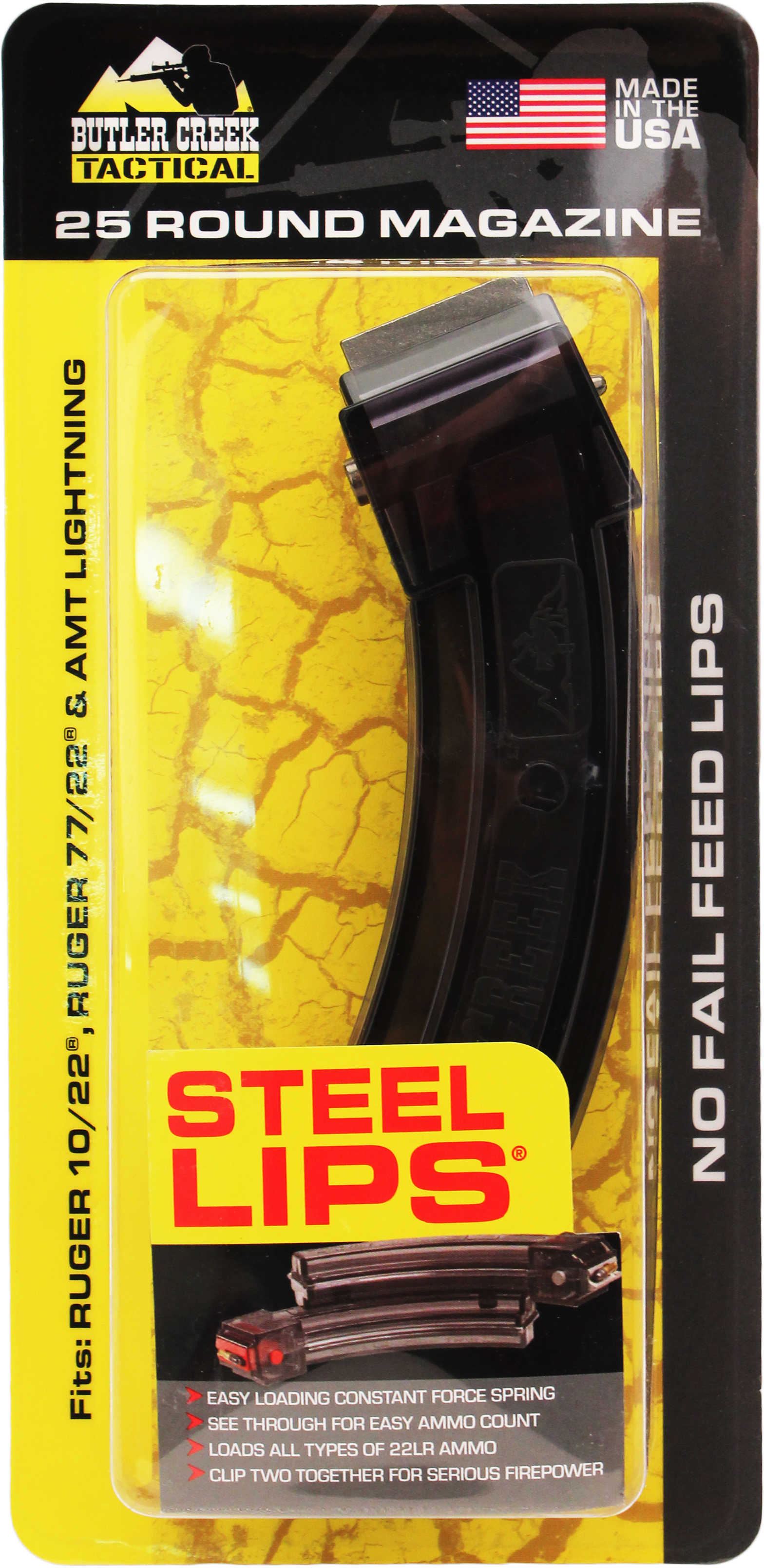 Butler Creek Magazine Steel LIPS Ruger® 10/22® 22LR 25Rd Smoke(12