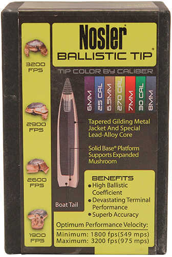 Nosler 30 Caliber 165 Grains Ballistic Tip .308" 50/Box Bullets