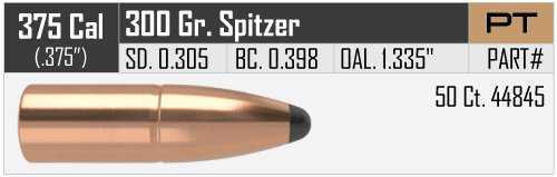 Nosler 375 Caliber 300 Grains SP Partition Bullets 50/Box