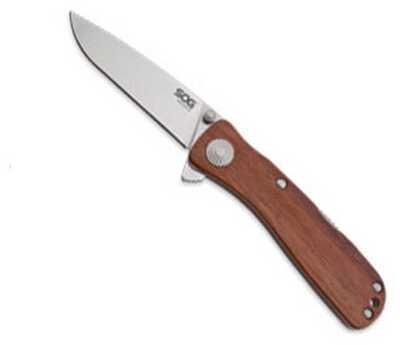 S.O.G SOG-TWI17-CP Twitch II 2.65" Folding Drop Point Plain Satin AUS-8A SS Blade Brown Rosewood Handle Includes Pocket 