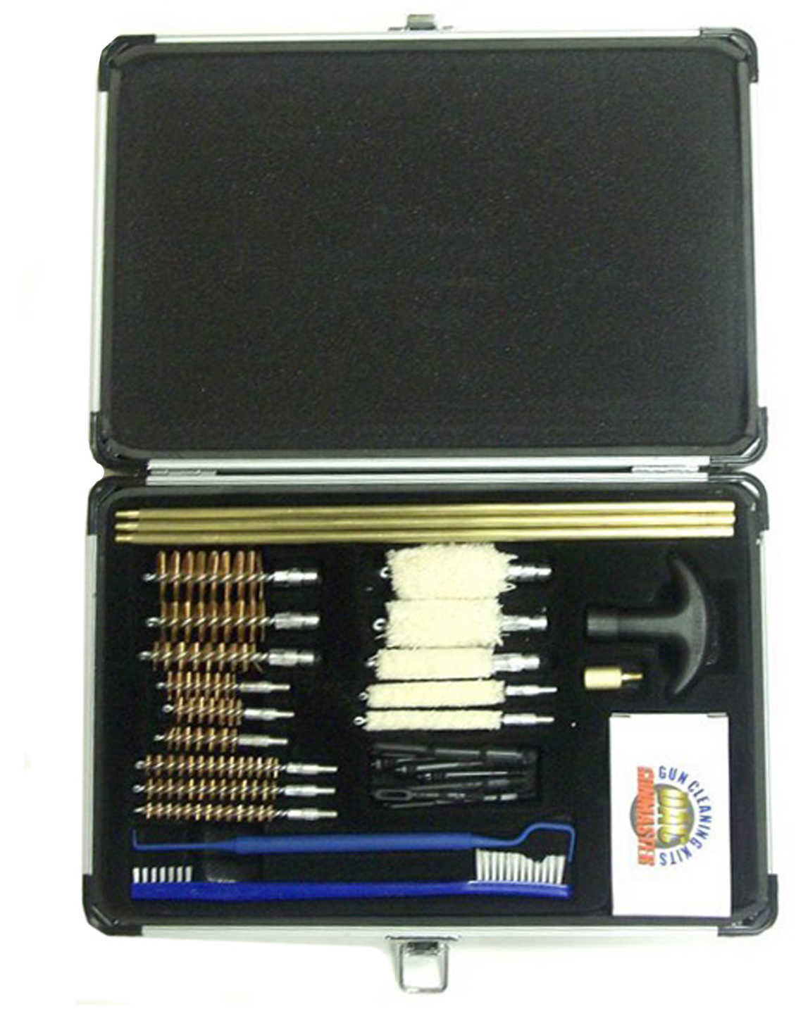 Universal 30 Piece Gun Cleaning Kit Aluminum Case - .22 Cal & larger 1 PSH System Handle Set Of Solid Brass rods