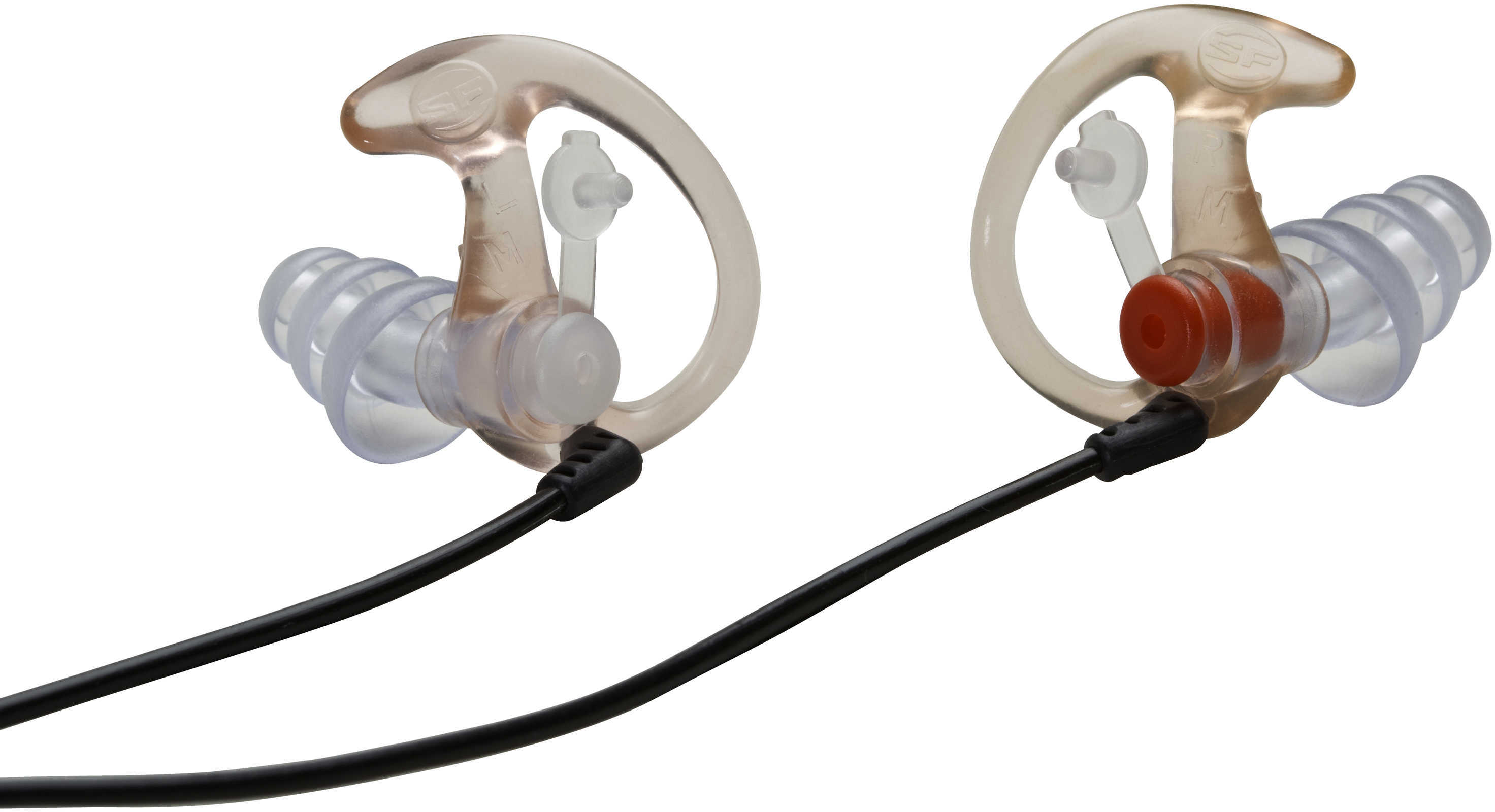 EP4 Sonic Defenders Plus 25 Pairs - Med Clear 24Db NRR With Attached Stopper Plugs inserted 3-Flange Earplug Tri