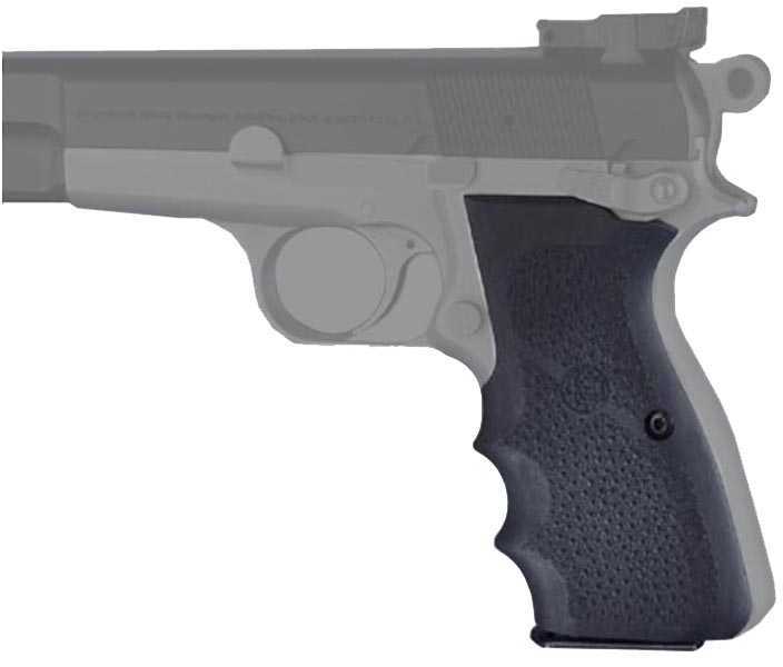 Hogue Rubber Grip With Finger Grooves Browning High Power 9mm Durable Synthetic Cobblestone Texture - Lightw