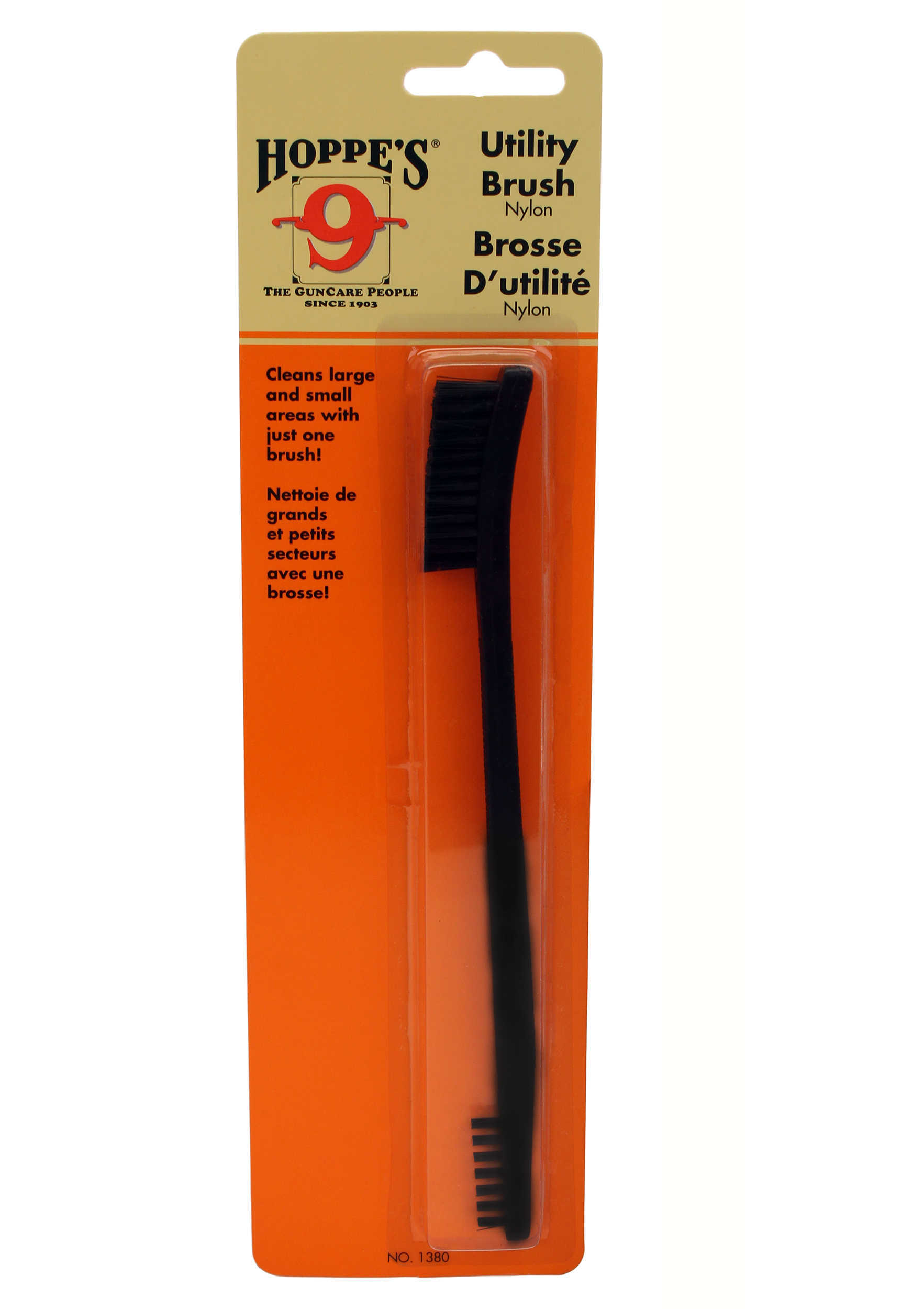 Hoppes Nylon Utility Brush One End Has Traditionally-Sized bristles While The Other smaller For Getting In