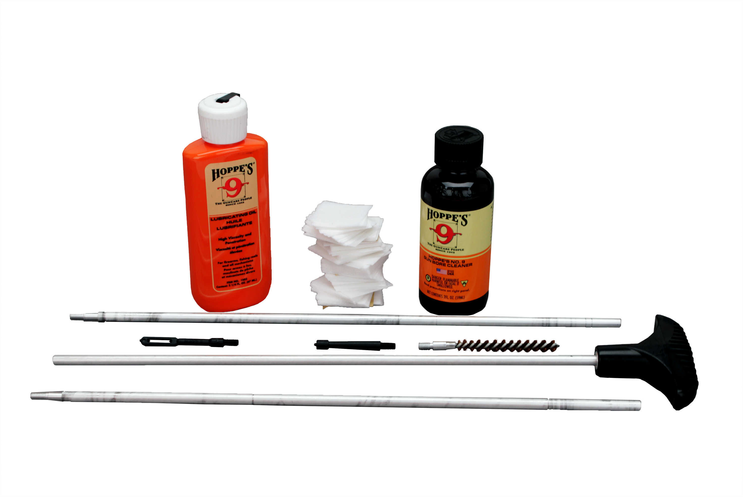 Hoppes Rifle Cleaning Kit - Clamshell .22 .222 .223 .224 .225 Cal Contains: 2 Oz No. 9 Solvent 2.25 Lubricating