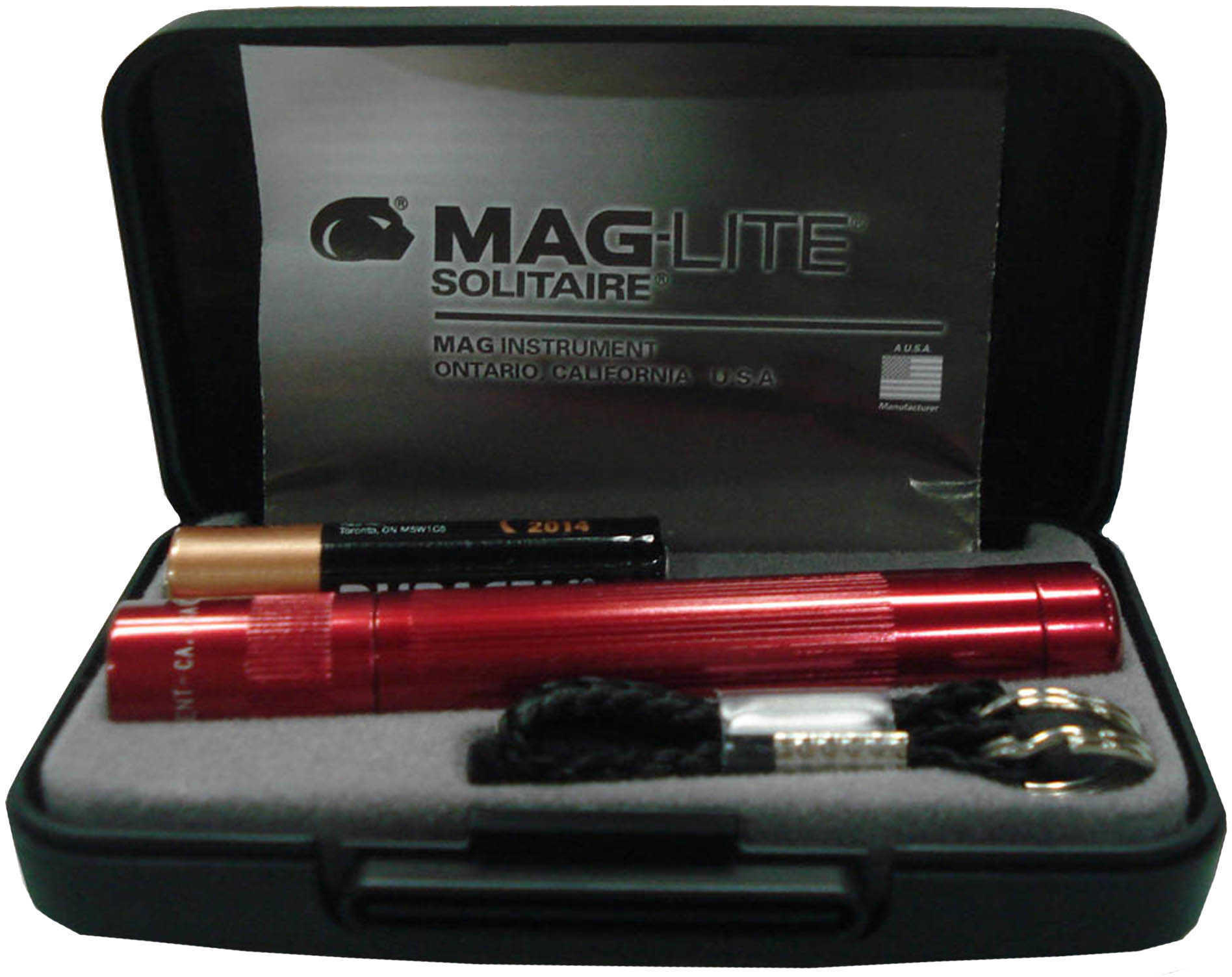 Maglite Solitaire 1-Cell AAA Flashlight Red - Presentation Box Includes Key Lead & Battery High-intensity Light Beam