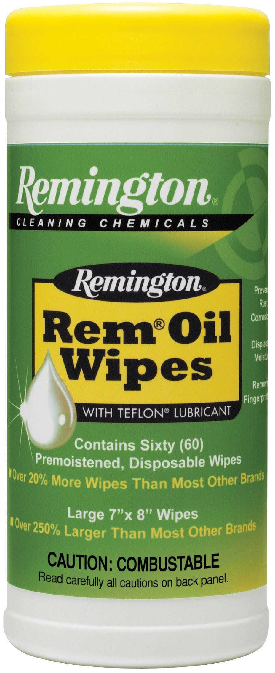 Remington Oil Pop Up Wipes 60 Saturated With - Large: 7"X 8" Cleans Dirt & Grime While displacing