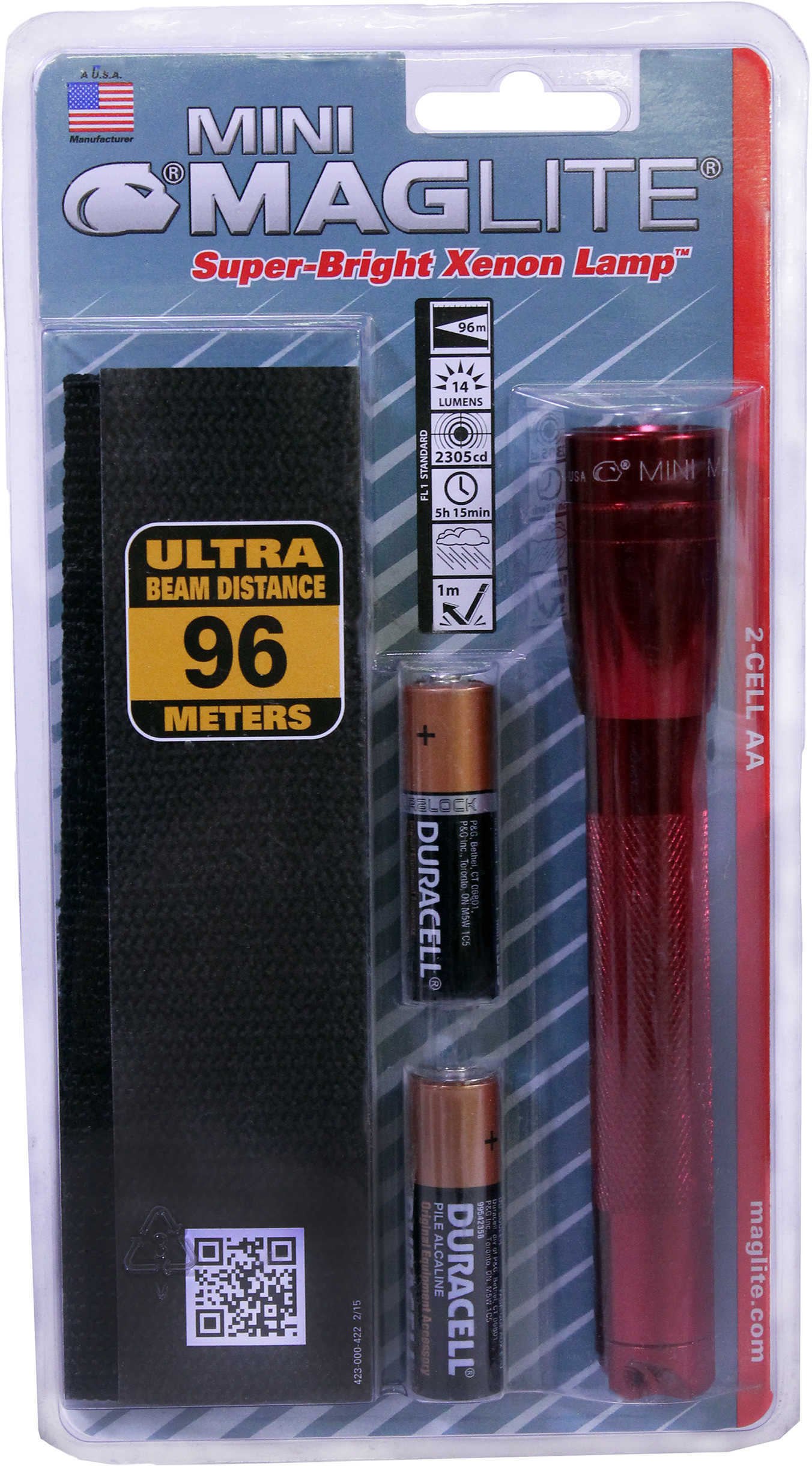 Maglite AA Mini Flashlight and Holster Combo Pack Red