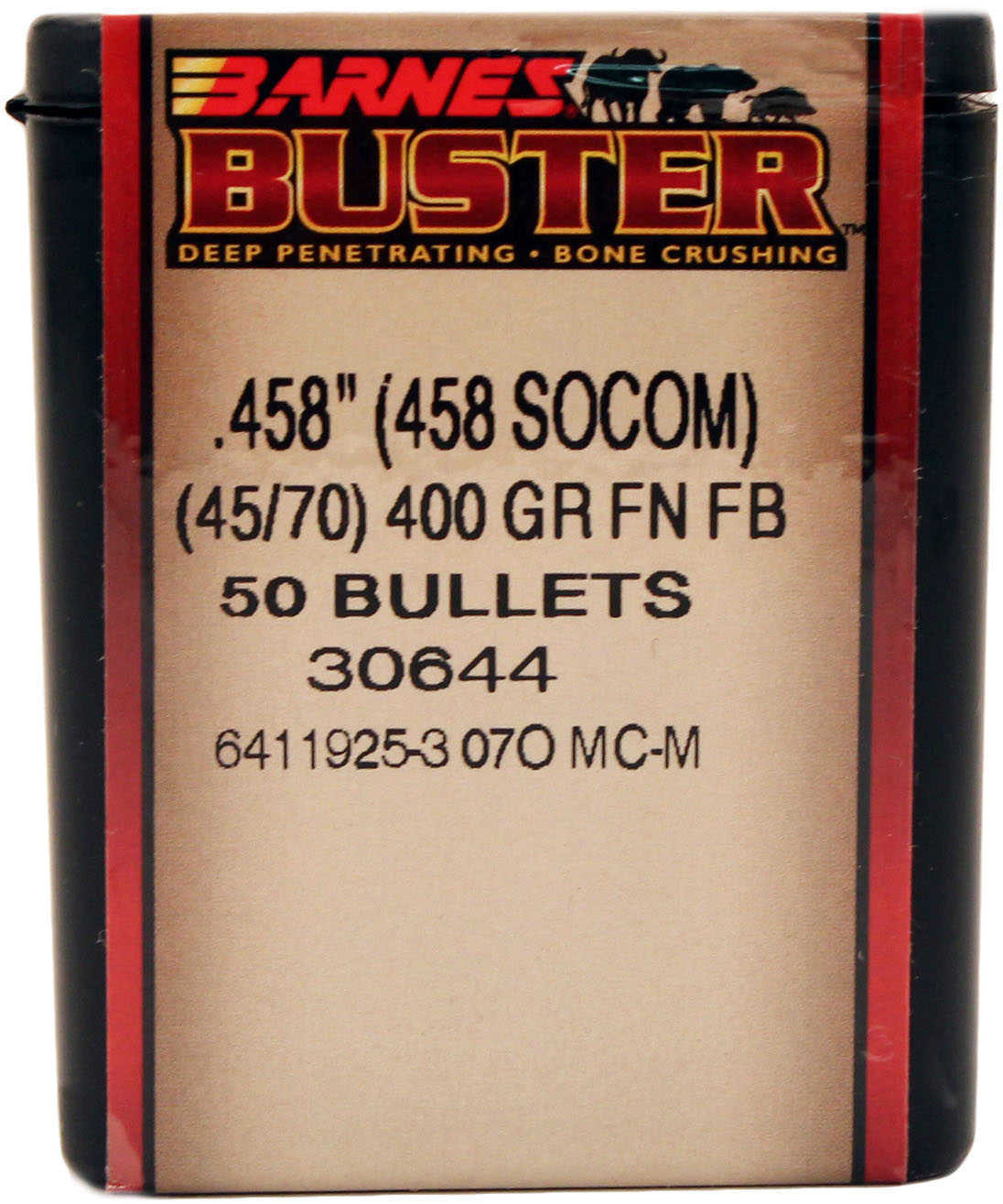 Barnes 458 Cal (45/70) .458 Diameter 400 Grain Buster Flat Nose Base 50 Count