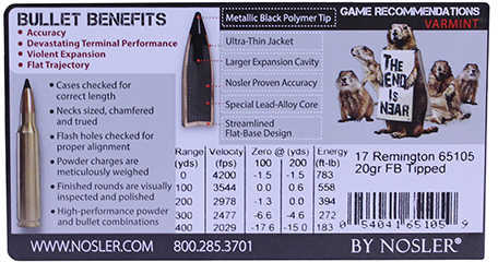 17 Rem 20 Grain Ballistic Tip Rounds Nosler Ammunition Remington