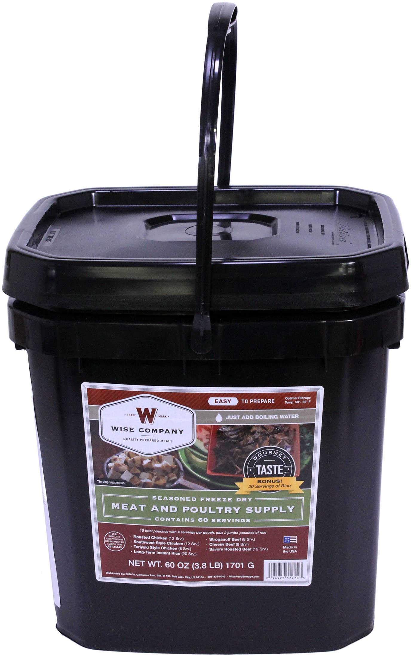 Wise Foods 07702 Grab and Go Bucket Freeze Dried Meat (60 Srvng(with Rice 20))