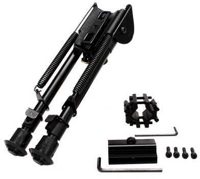 NCSTAR Bipod Black Spring Loaded Folding Action Notched Legs 3 Adapters Included (AR-15 GI Handguard Universal Barrel Mo
