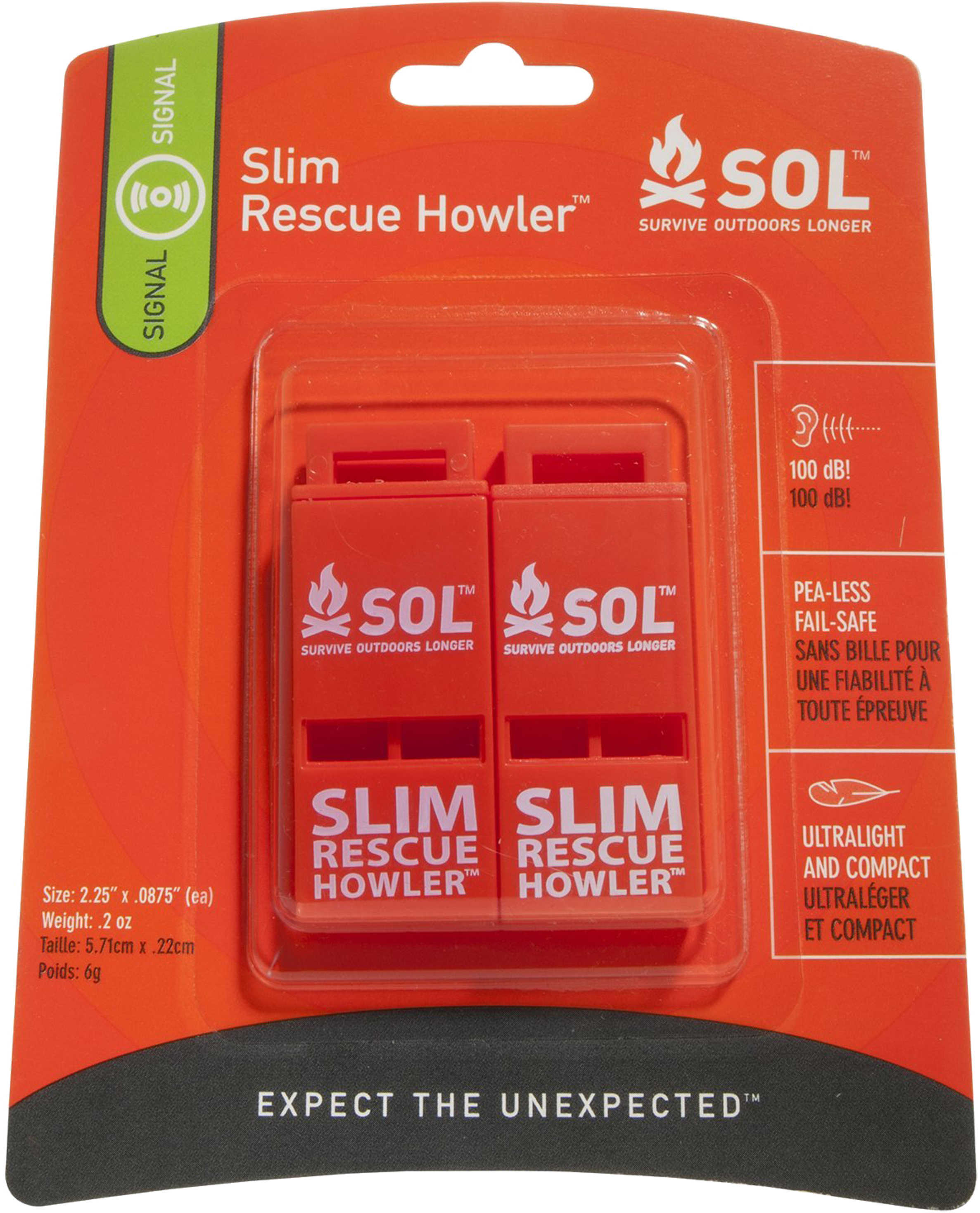 Ready Brands Survive Outdoors Longer Slim Rescue Howler Whistle Pack 2/ct