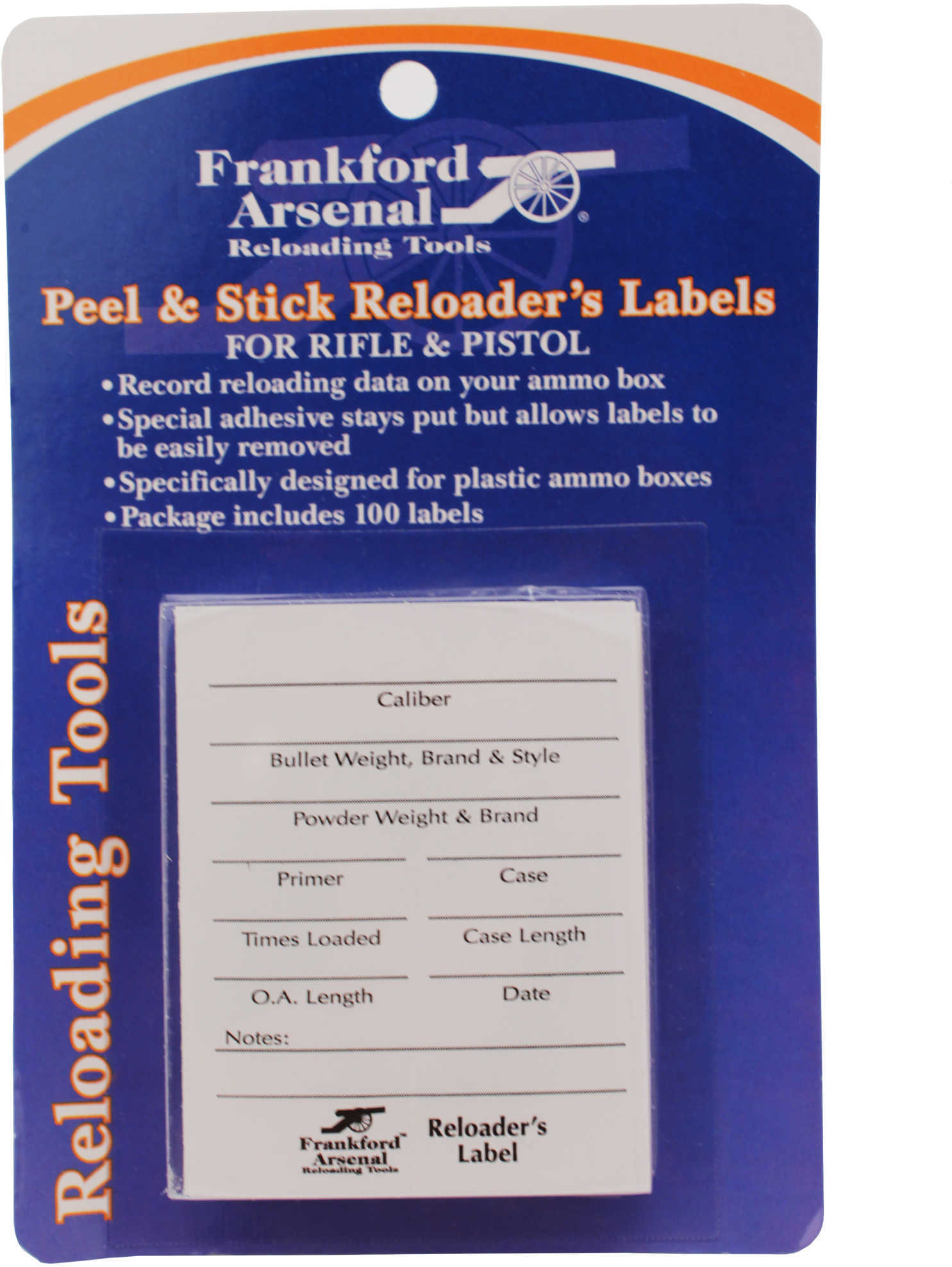 Frankford Arsenal Pistol and Rifle Reloader's Labels 100
